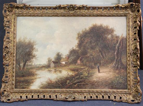 Joseph Thors (c.1835-1920) Figures in a rustic landscape 15.5 x 23.5in.